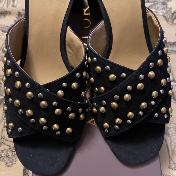 Ann Taylor SUEDE STUDDED SANDALS Block Heel 467428 - Picture 7 of 11
